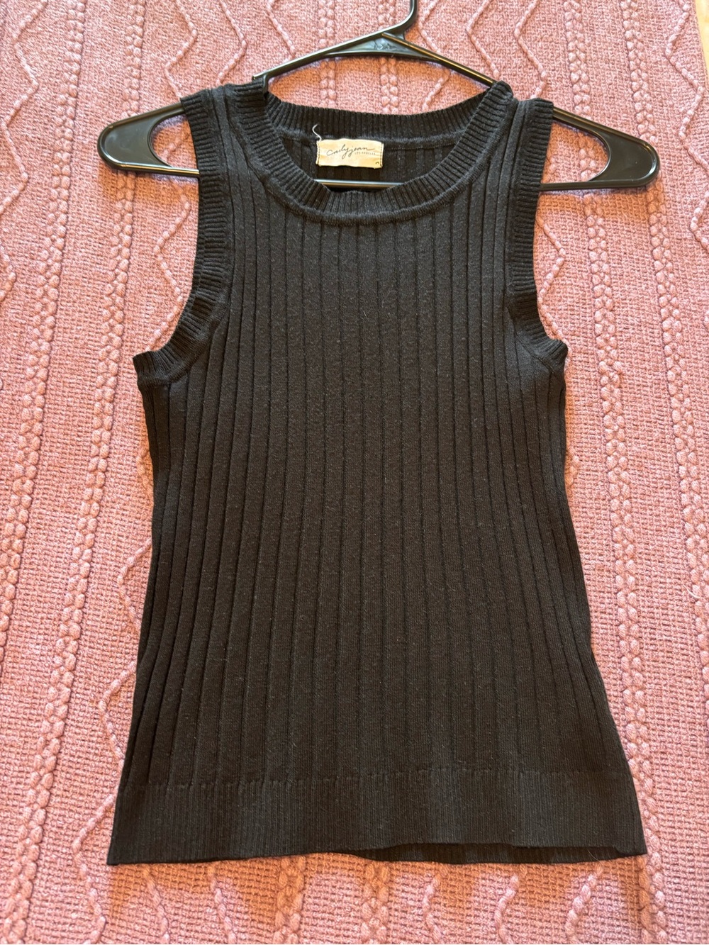 Carly Jean Los Angeles Black Ribbed Knit Tank
